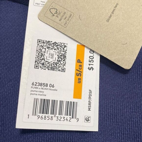 Puma x Noah Mens Quarter-Zip Navy Red French Terry Hoodie size Small New - Picture 11 of 11